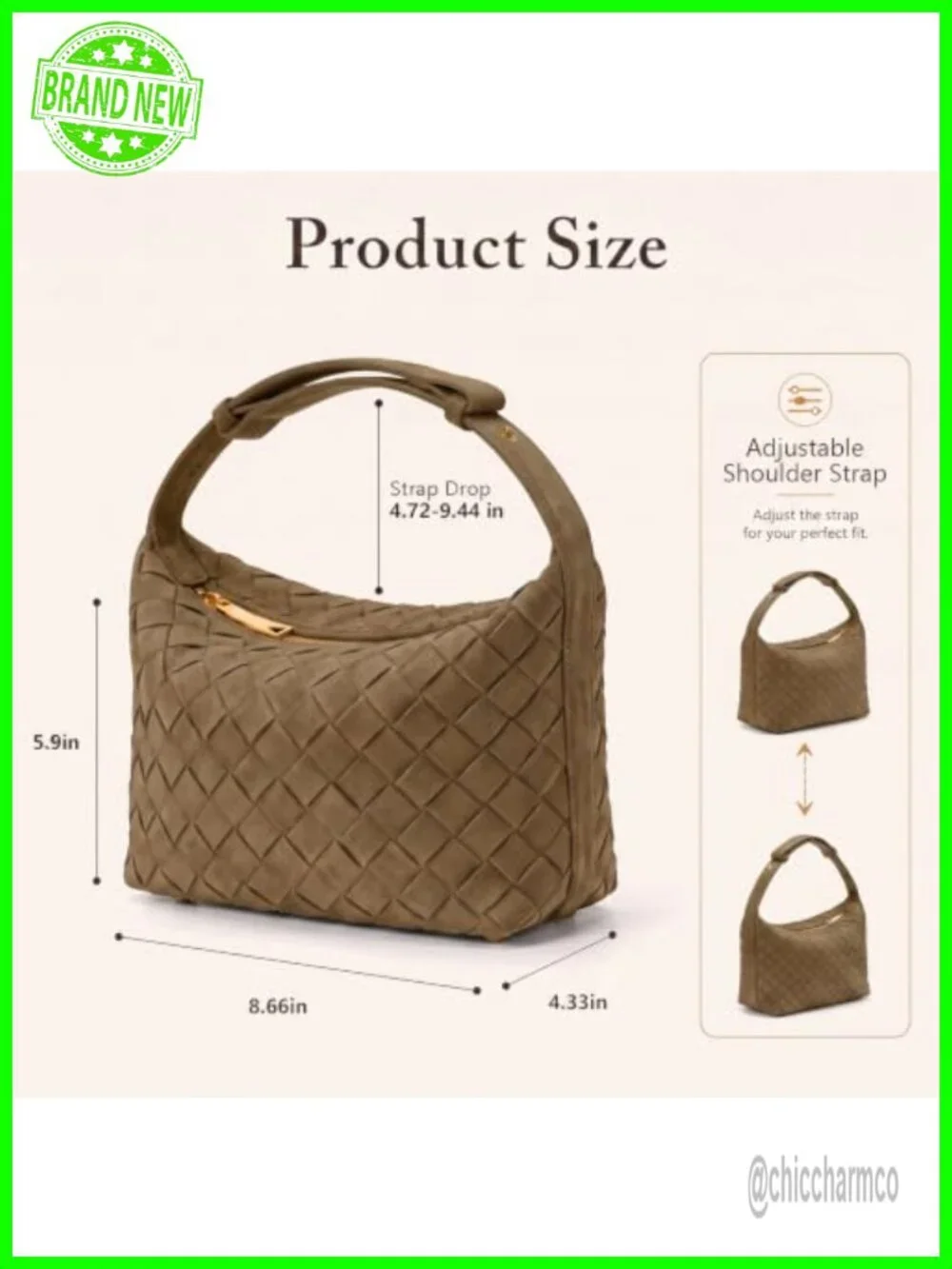 Hand-Woven Faux Suede Hobo Bag with Adjustable Strap